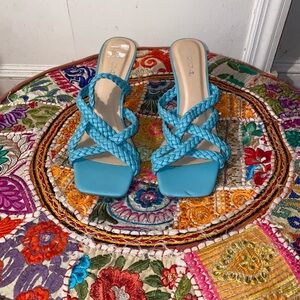 Turquoise Braided Heels